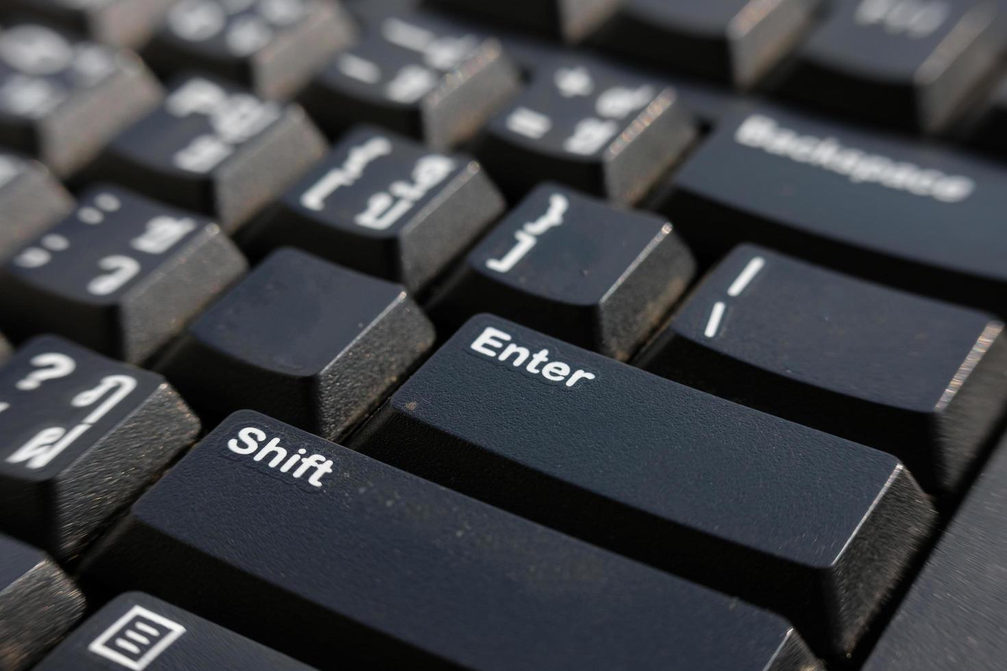 close up keyboard on table and business concept photo