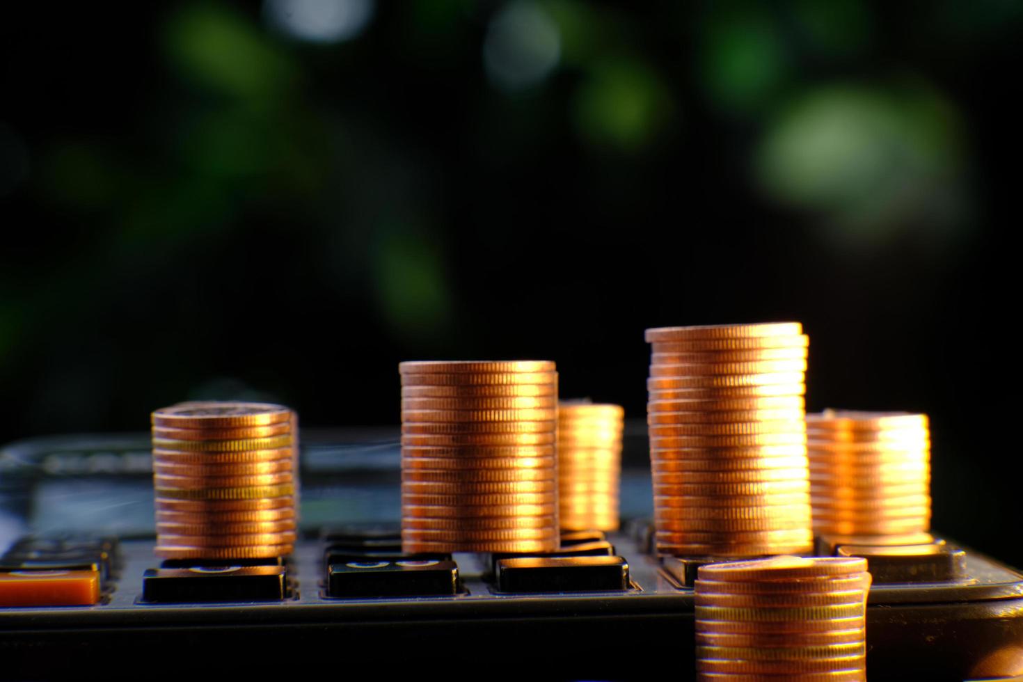 Money coin on table background and concept saving money and Business growth strategy of money concept photo