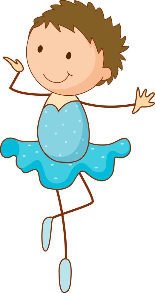 A doodle ballet dancer cartoon character isolated vector