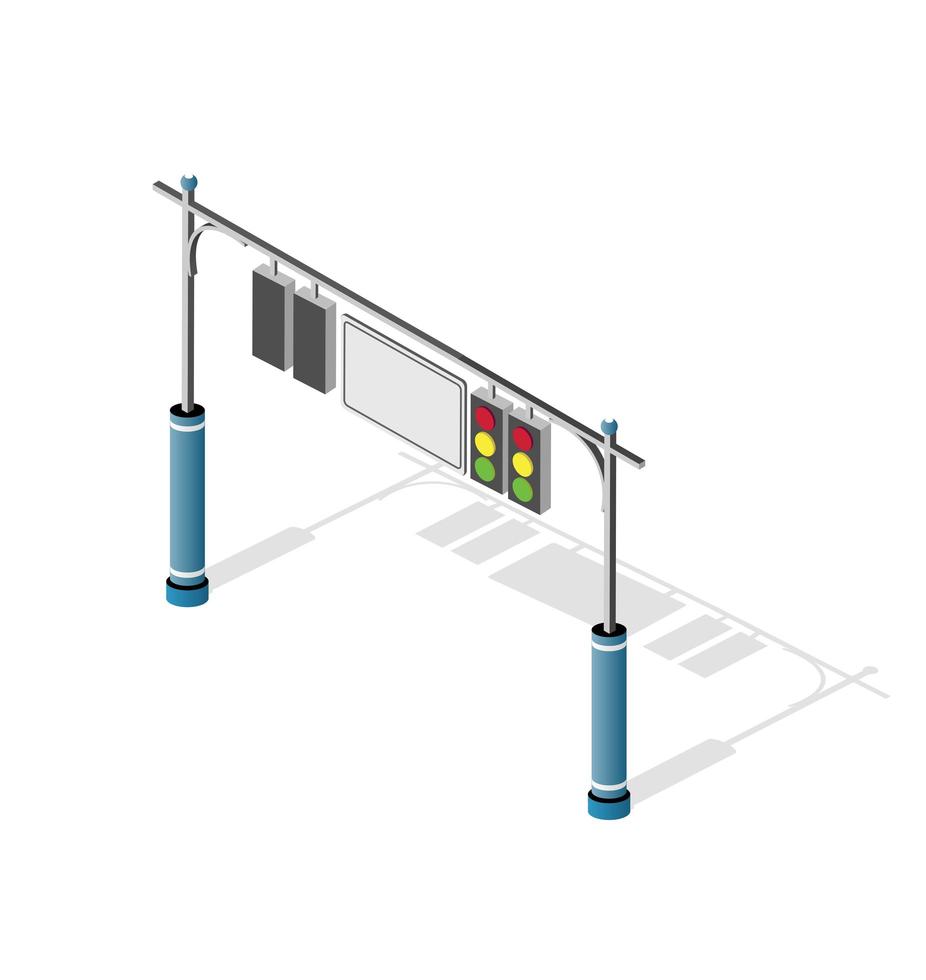 Isometric city road traffic lights semaphore vector