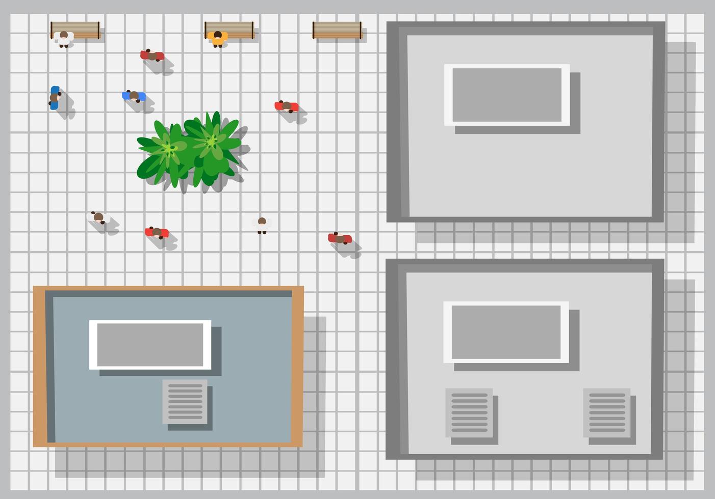 Top view of houses and streets with tree vector