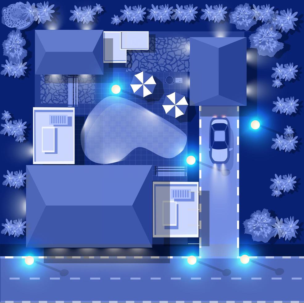 Ultraviolet building map top view city electric vector