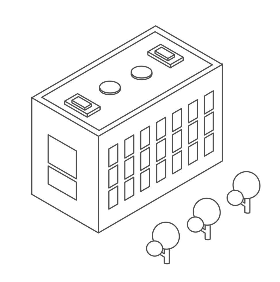 Isometric urban infrastructure houses and buildings sketch vector