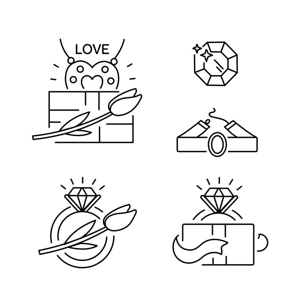Ilustración de línea de vector de iconos de joyería