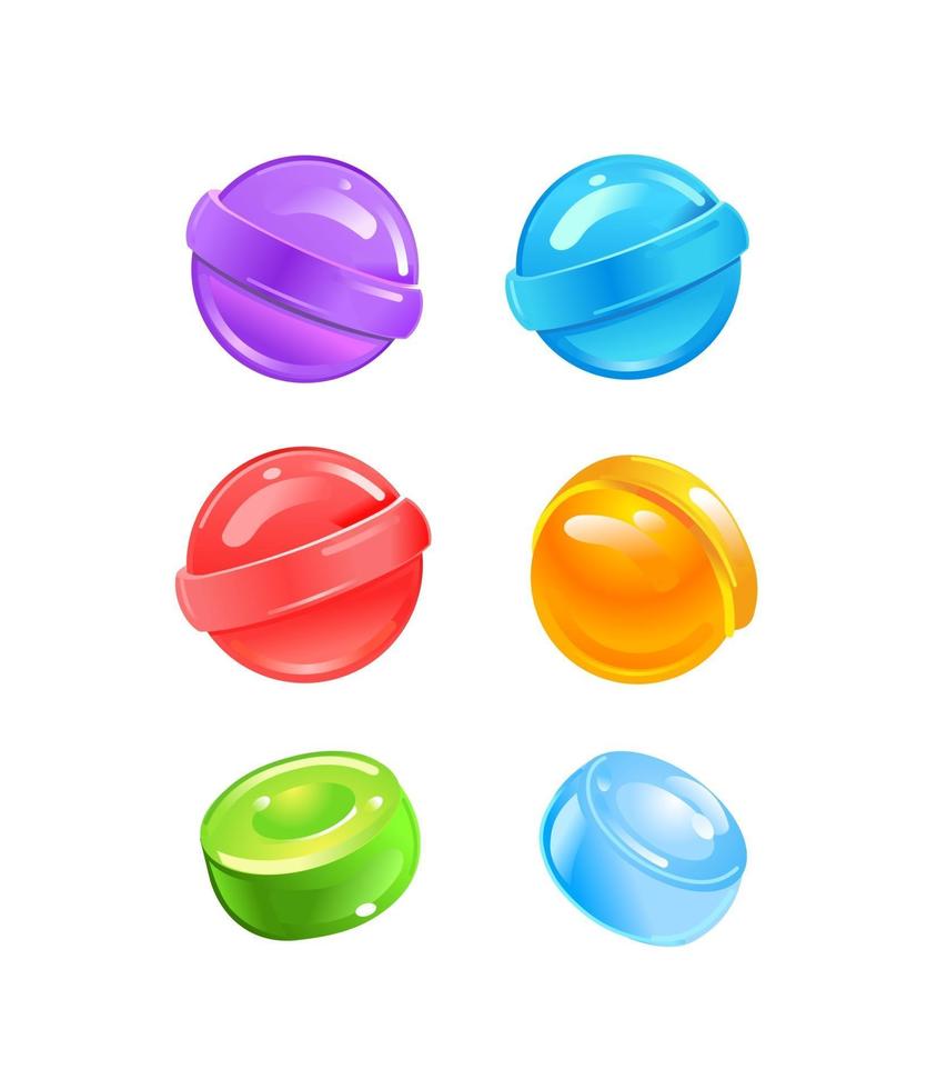 Set colorful sweet lollipops. Round candies. Vector illustration