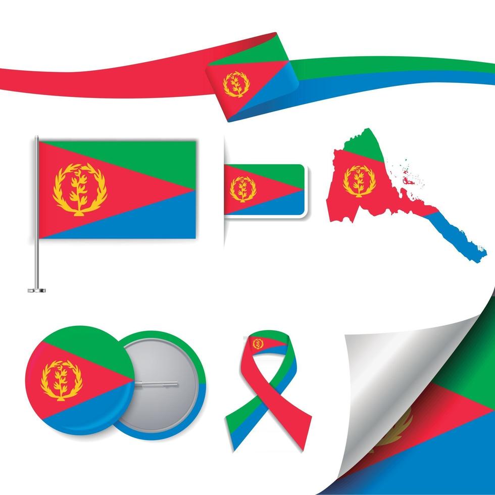 bandera eritrea con elementos vector