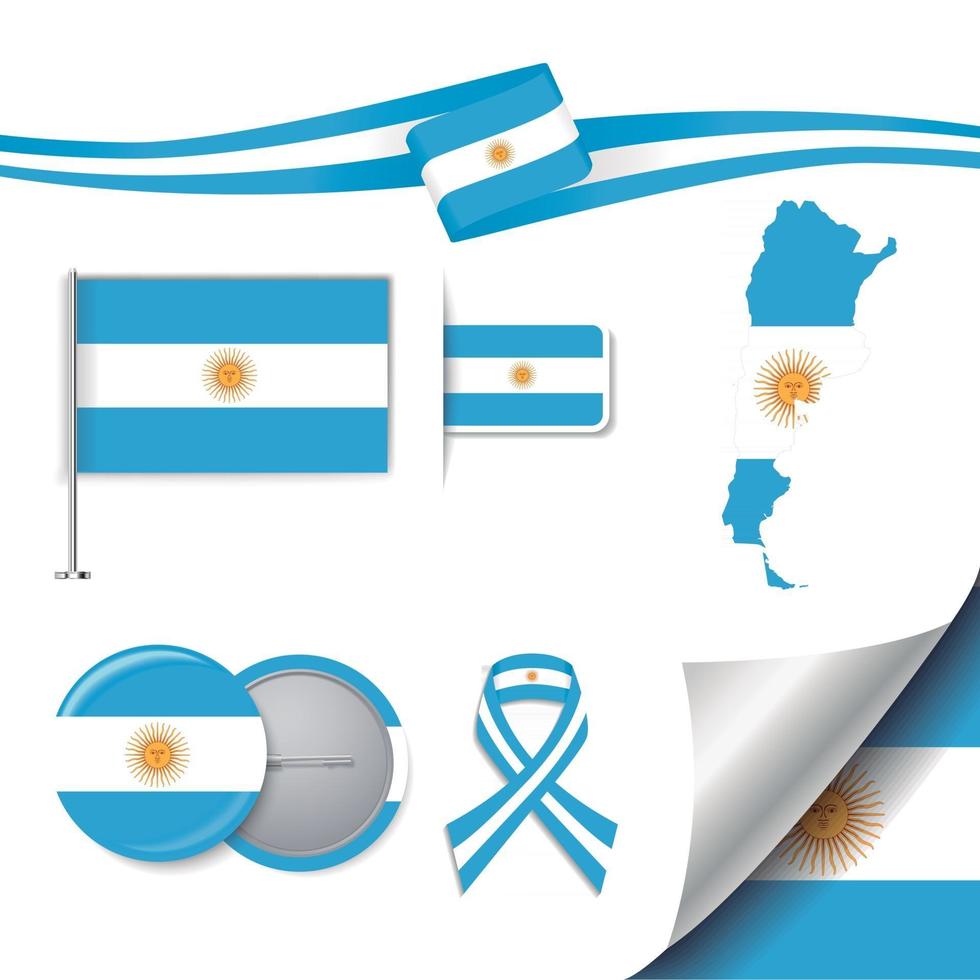 bandera argentina con elementos vector