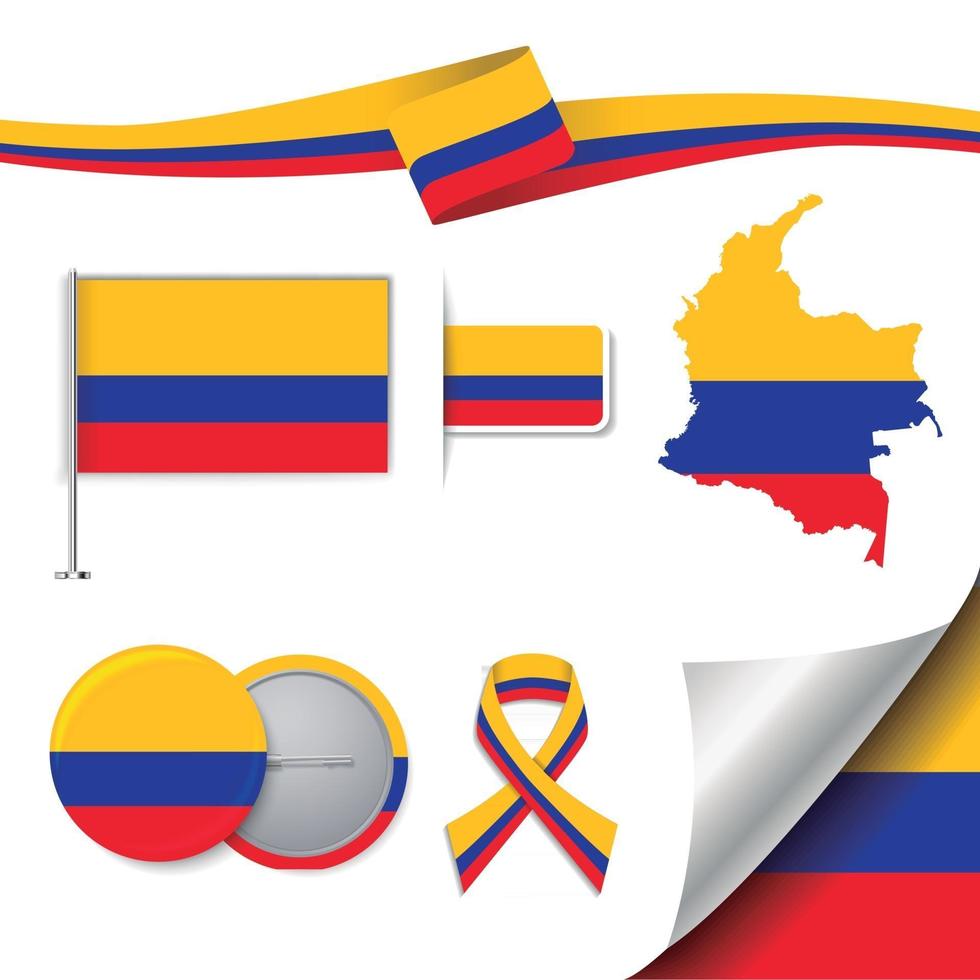 Colombia Flag with elements vector