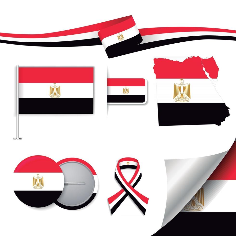 Egypt Flag with elements vector