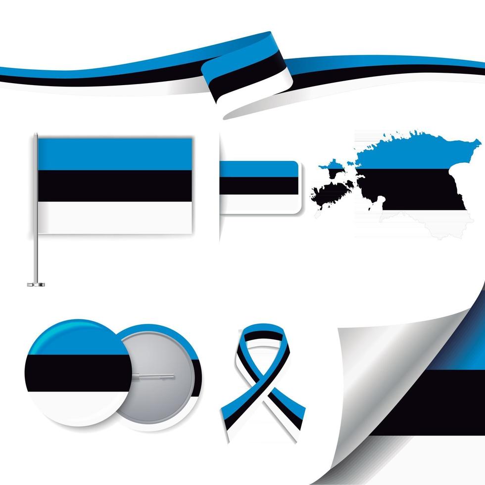 Estonia Flag with elements vector