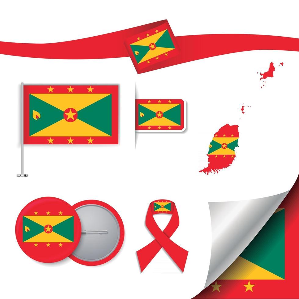 Grenada Flag with elements vector