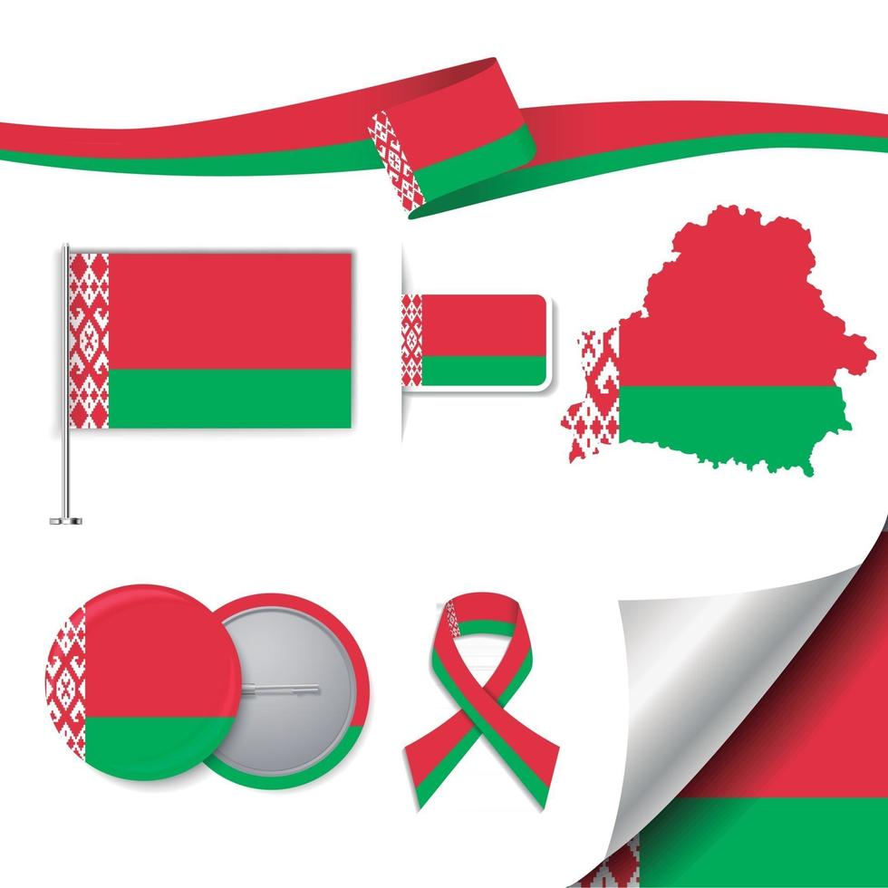 Belarus Flag with elements vector