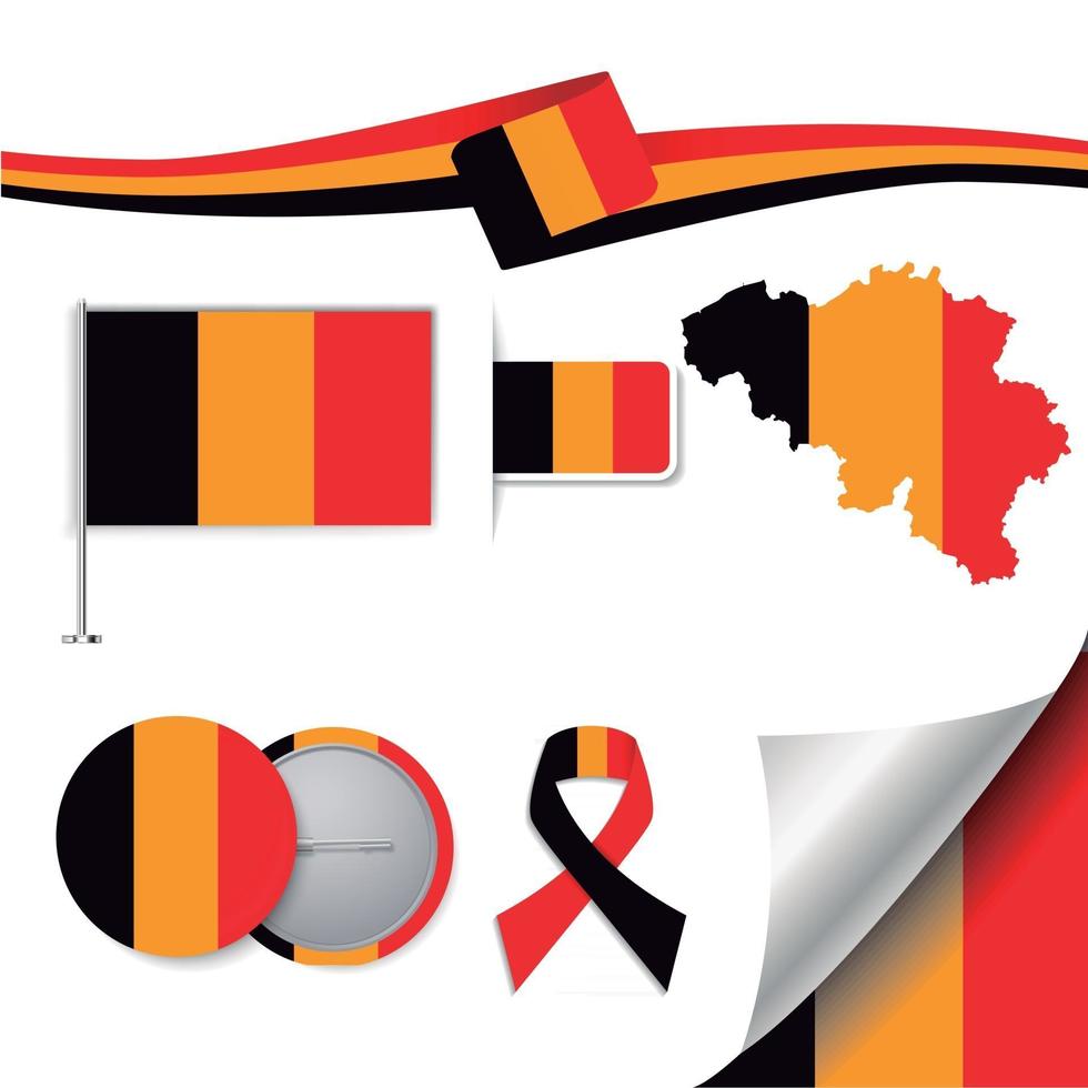 bandera belgica con elementos vector