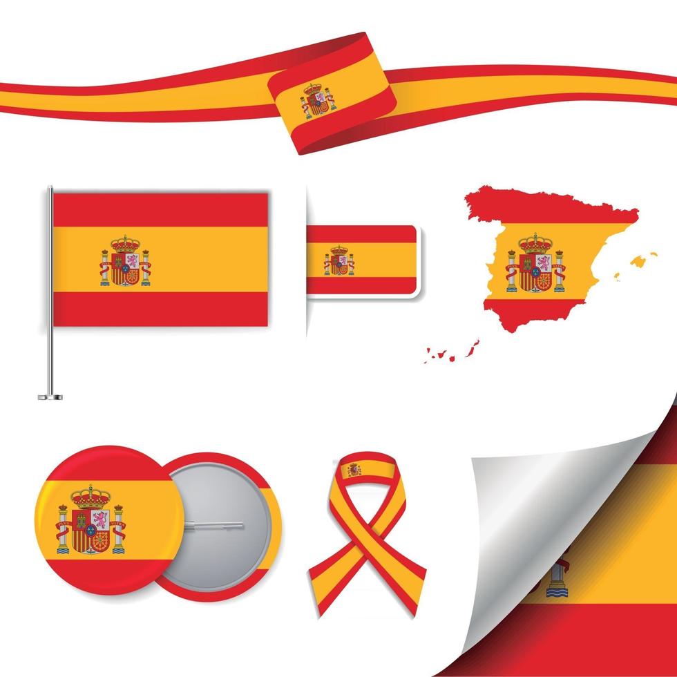 bandera de españa con elementos vector