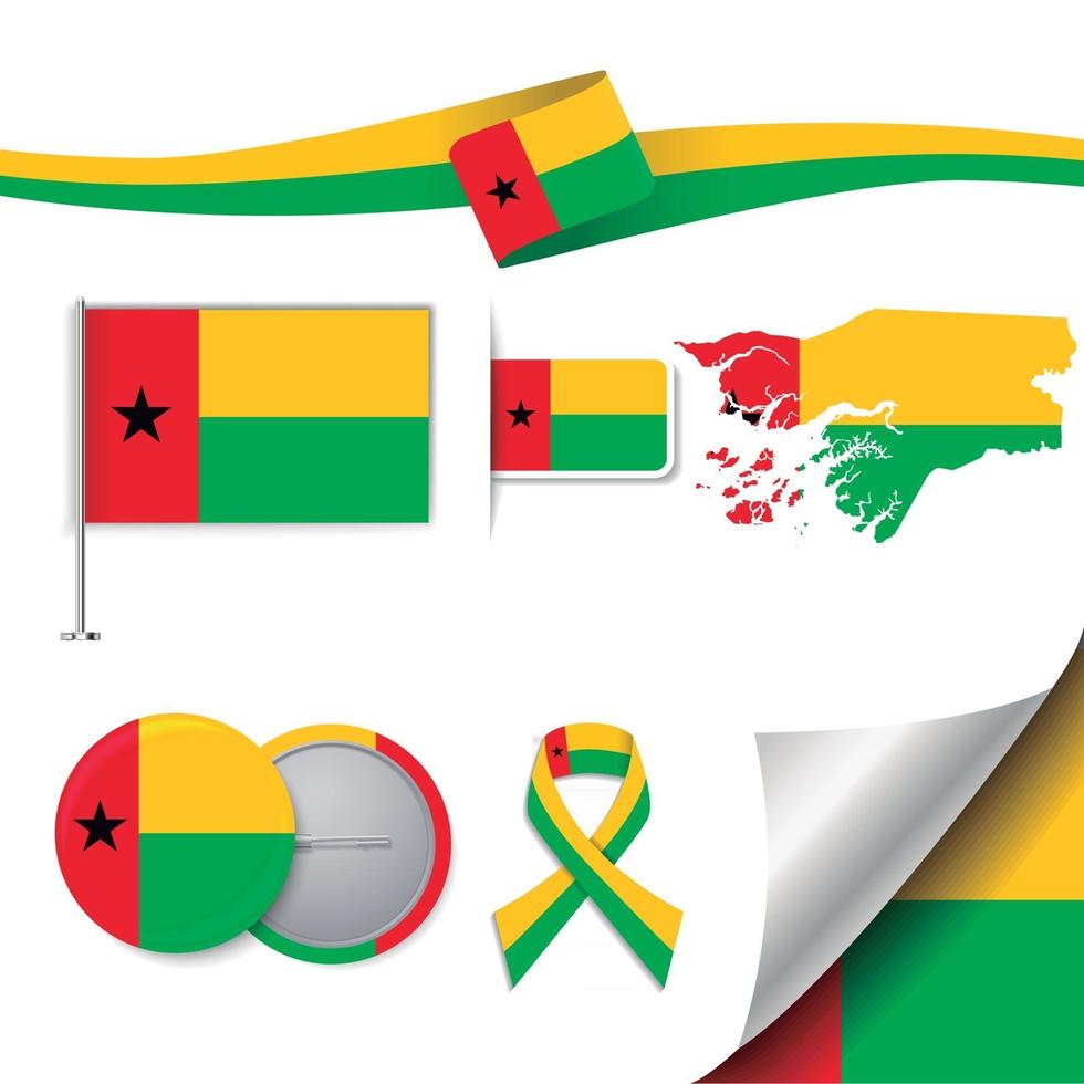bandera de guinea bissau con elementos vector