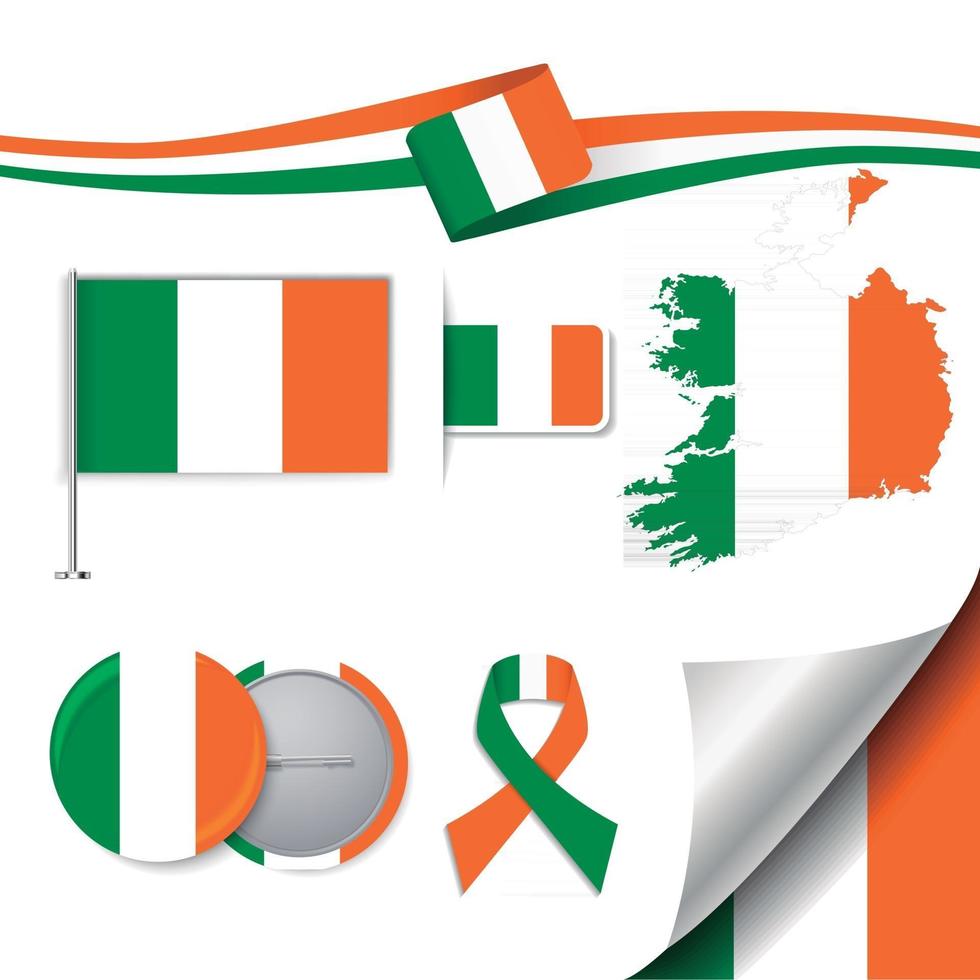 bandera de irlanda con elementos vector