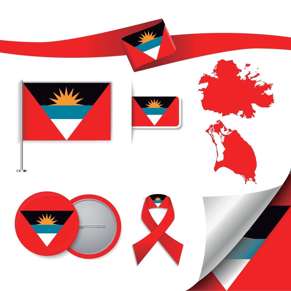 bandera de antigua y barbuda con elementos vector