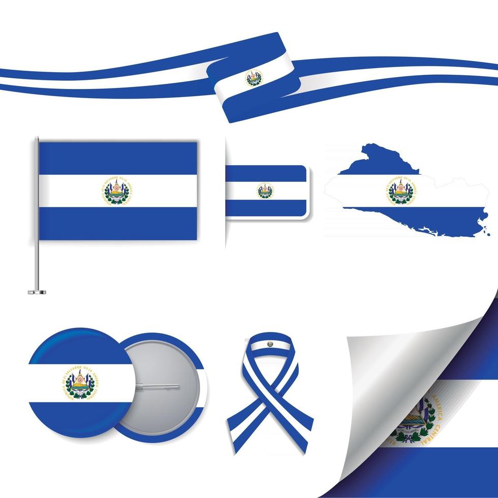 El Salvador Flag with elements vector