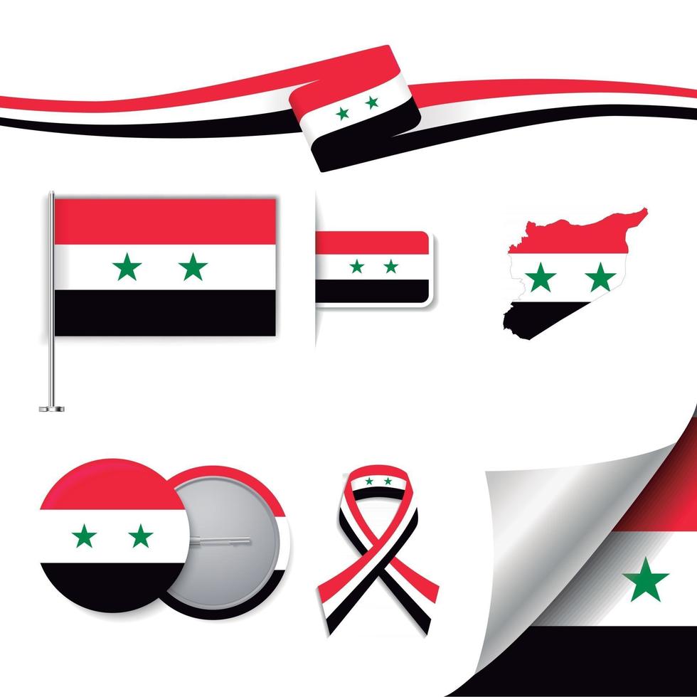 bandera de siria con elementos vector