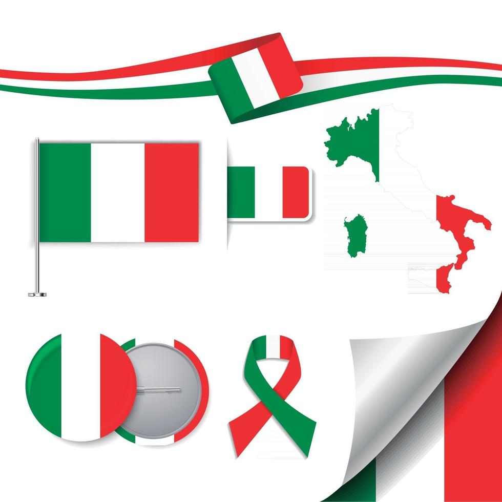 bandera de italia con elementos vector