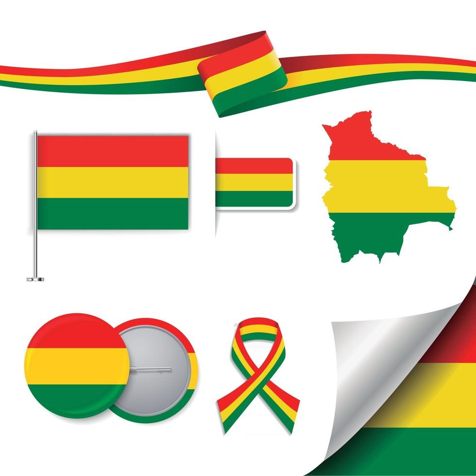 Bolivia Flag with elements vector