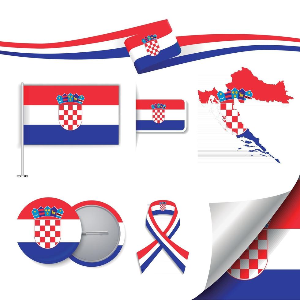 Croatia Flag with elements vector