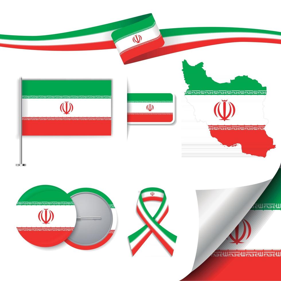 bandera de irán con elementos vector