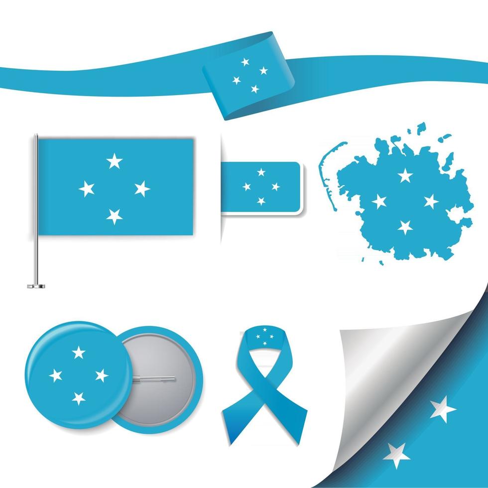 Micronesia Flag with elements vector