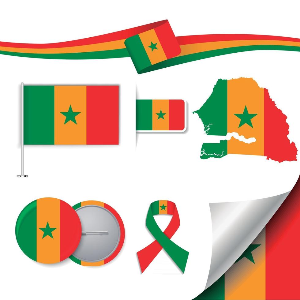 bandera de senegal con elementos vector