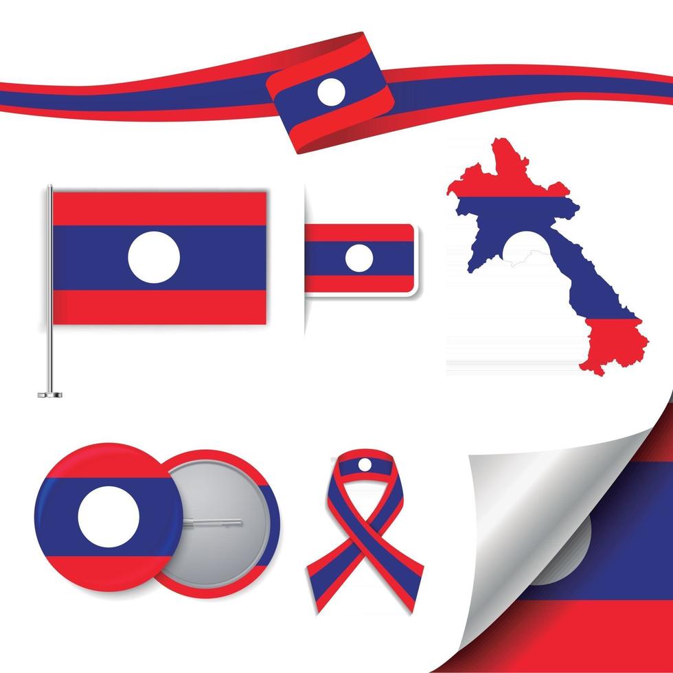 Laos Flag with elements vector