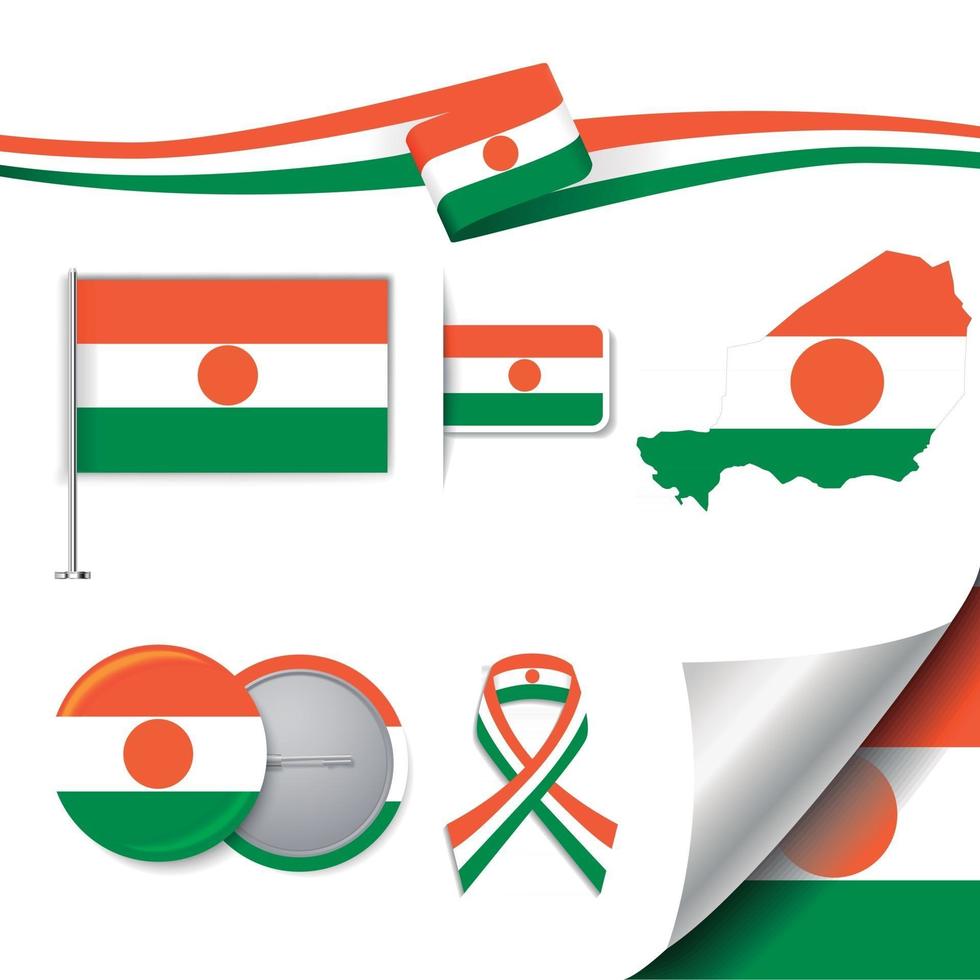 bandera de niger con elementos vector