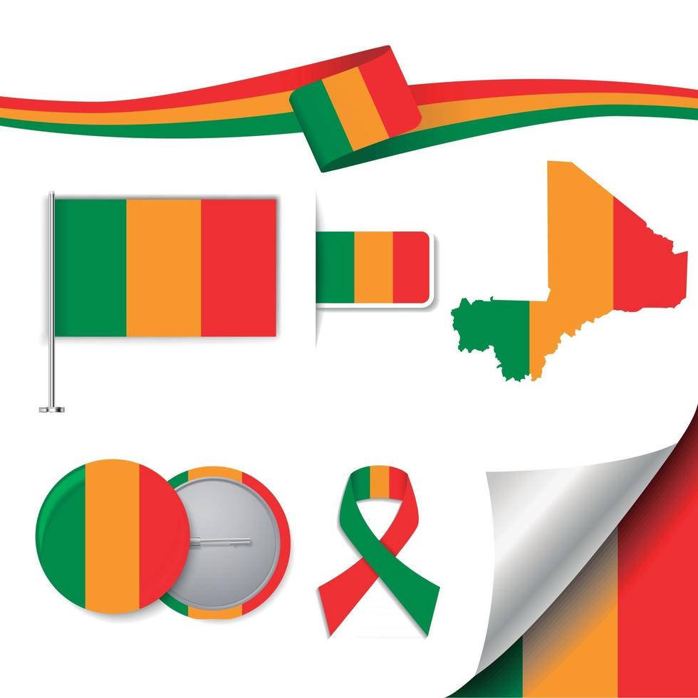 Mali Flag with elements vector