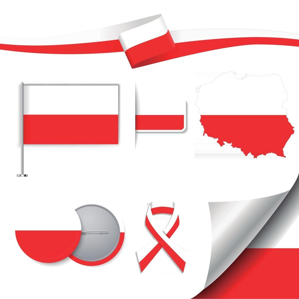 Poland Flag with elements vector