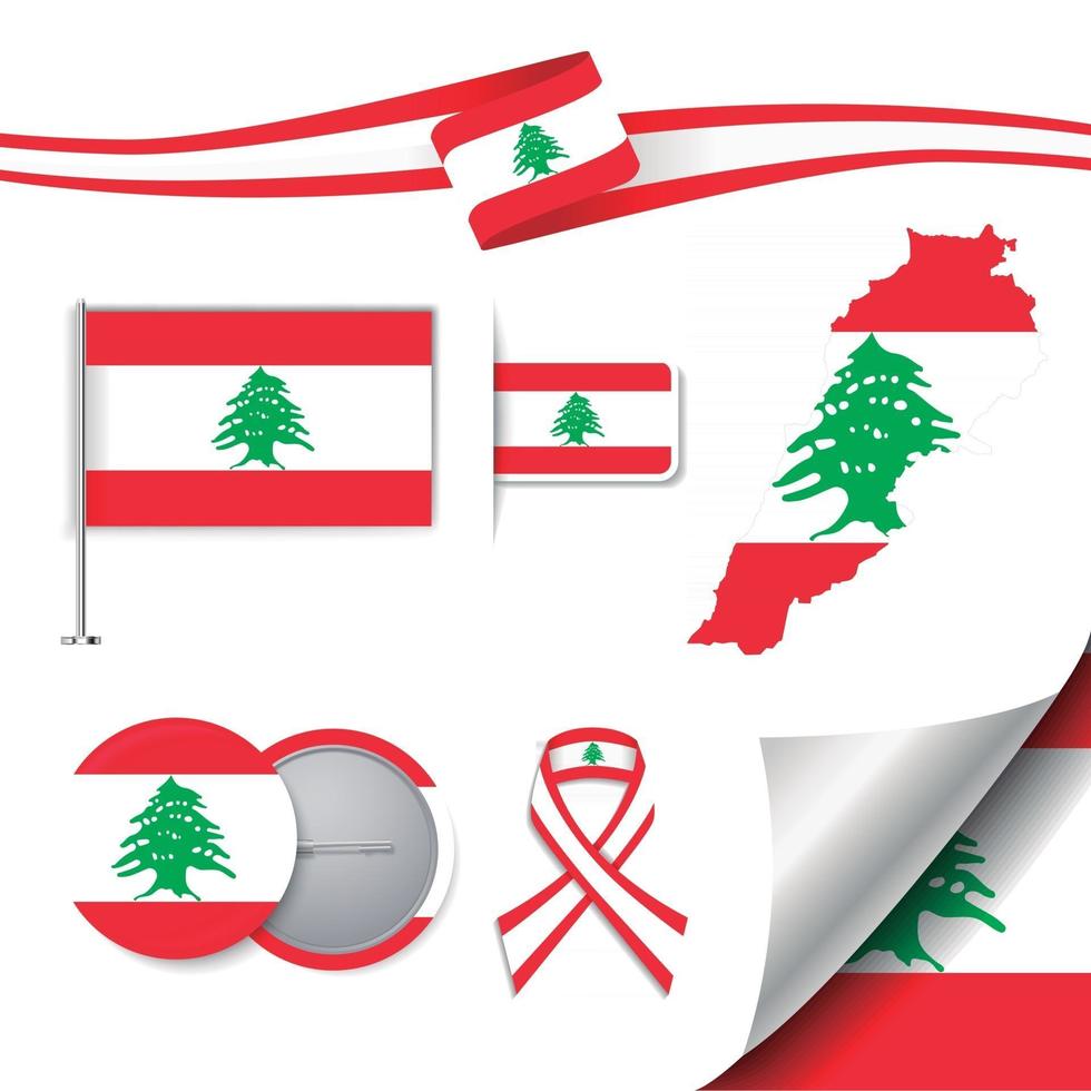 Lebanon Flag with elements vector