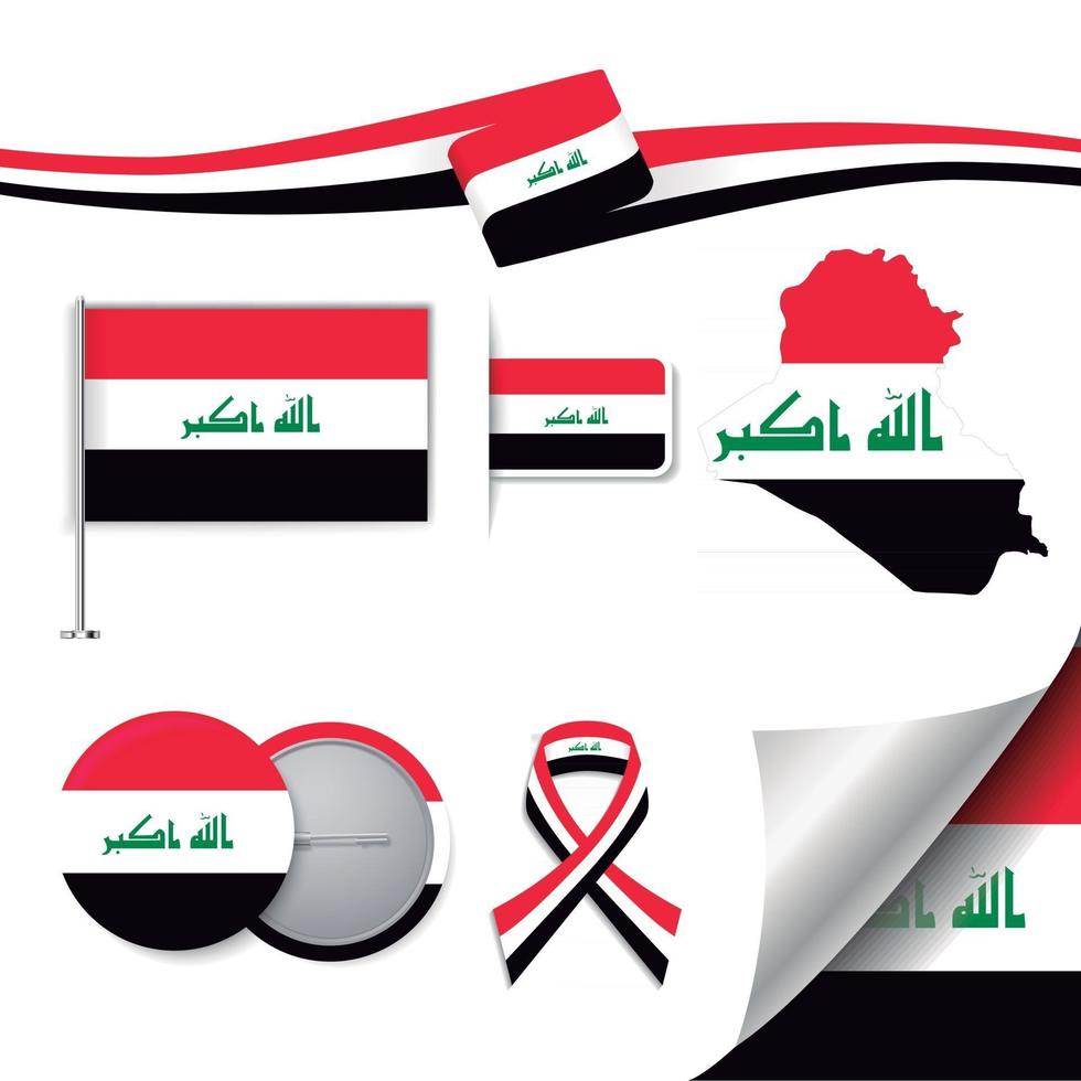 bandera de irak con elementos vector