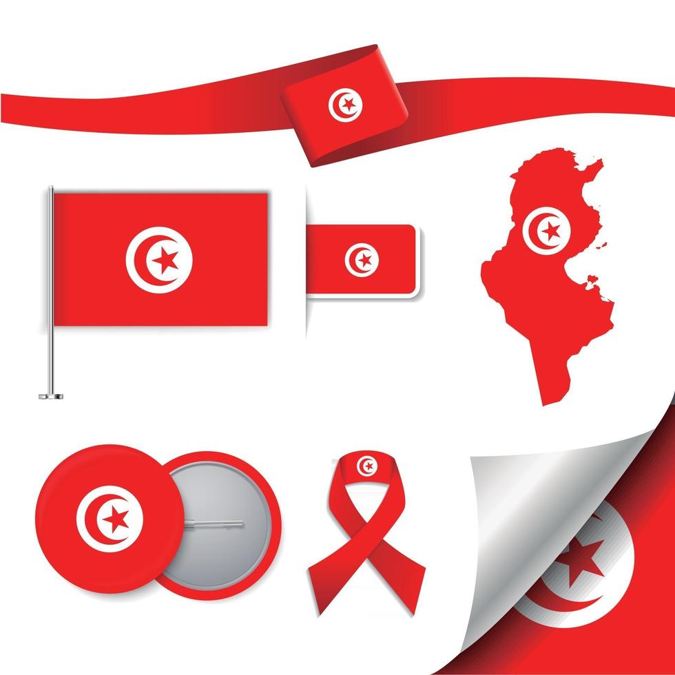 Tunisia Flag with elements vector