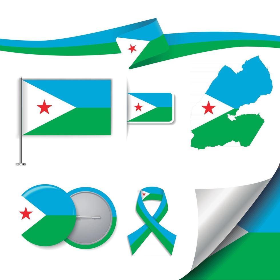 bandera de djibouti con elementos vector