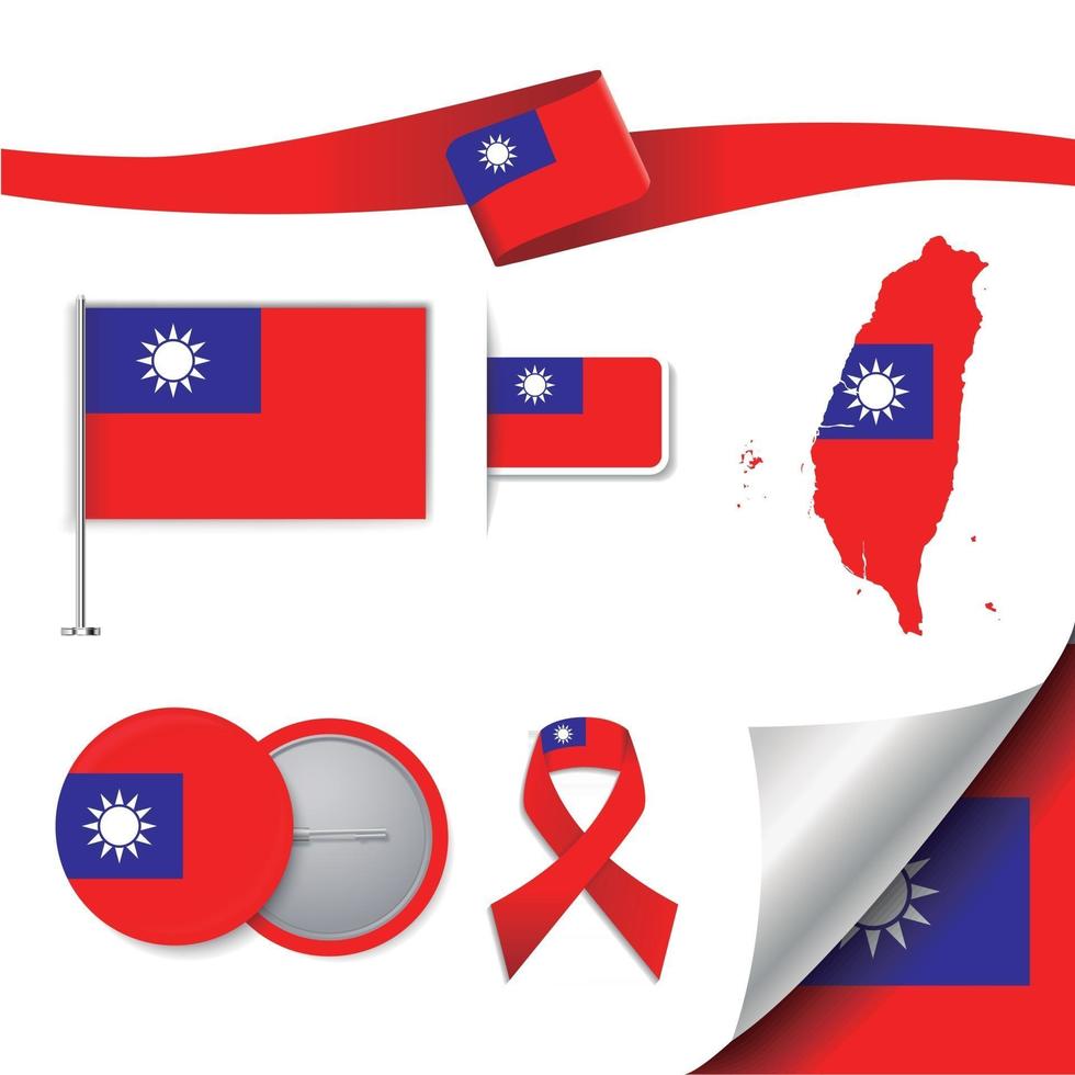 Taiwan Flag with elements vector