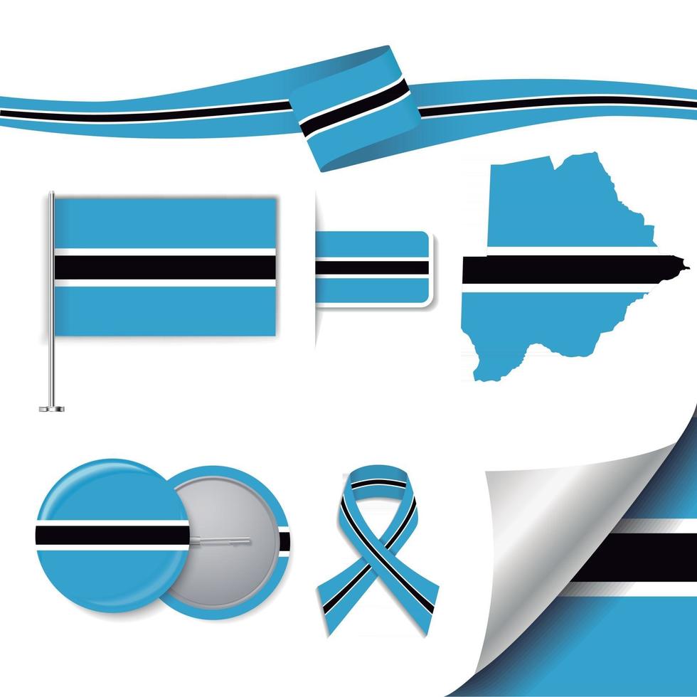 bandera de botswana con elementos vector