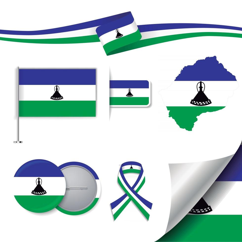 bandera de lesotho con elementos vector