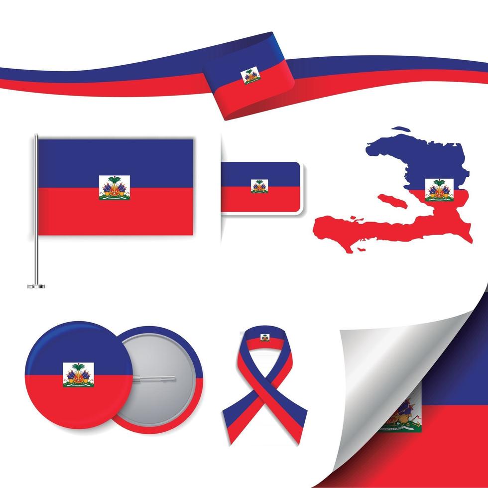 bandera de haití con elementos vector