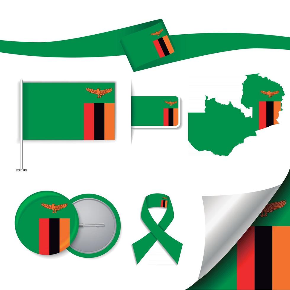 bandera de zambia con elementos vector