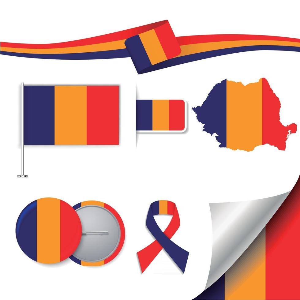 Romania Flag with elements vector