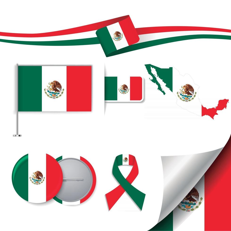 bandera de mexico con elementos vector