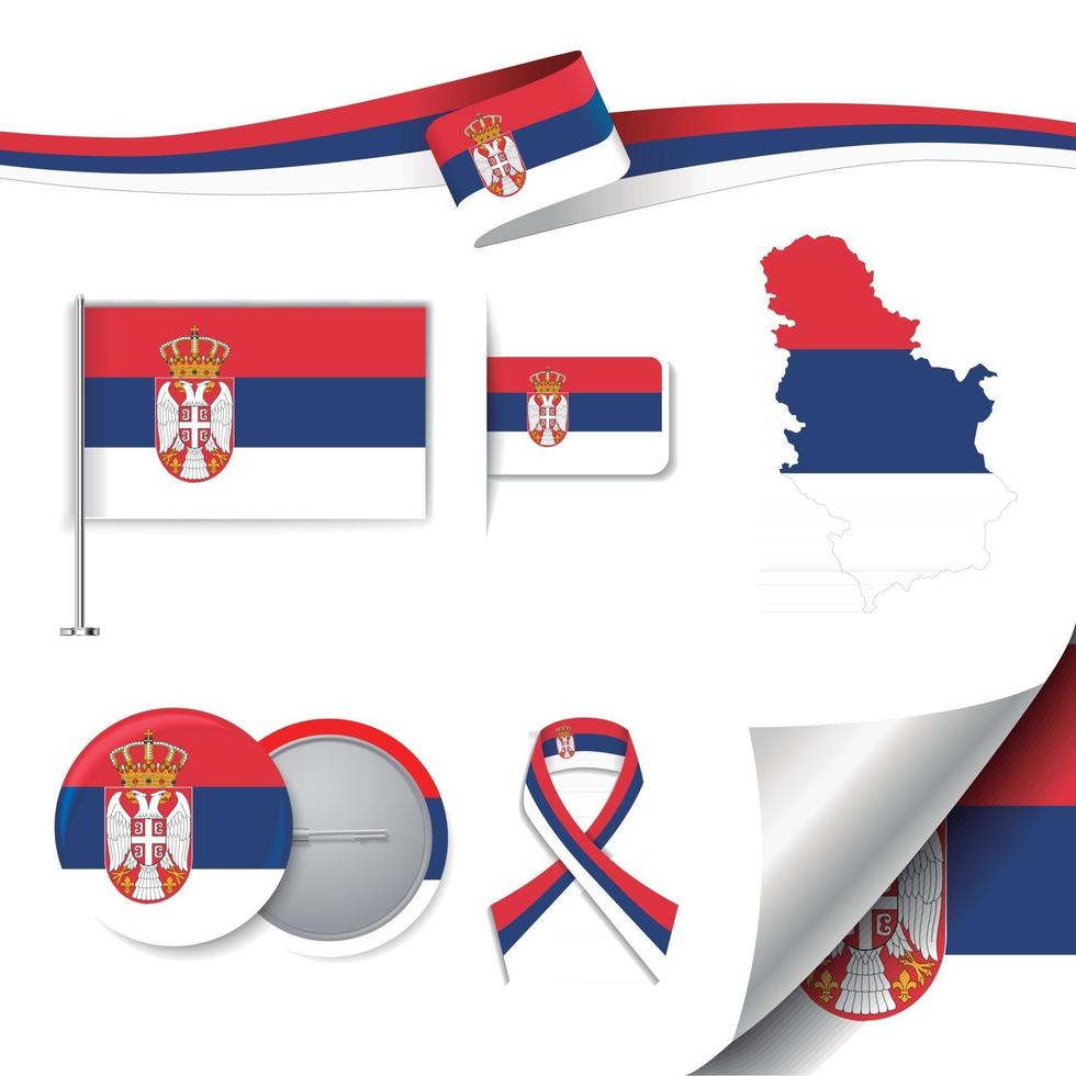 bandera de serbia con elementos vector