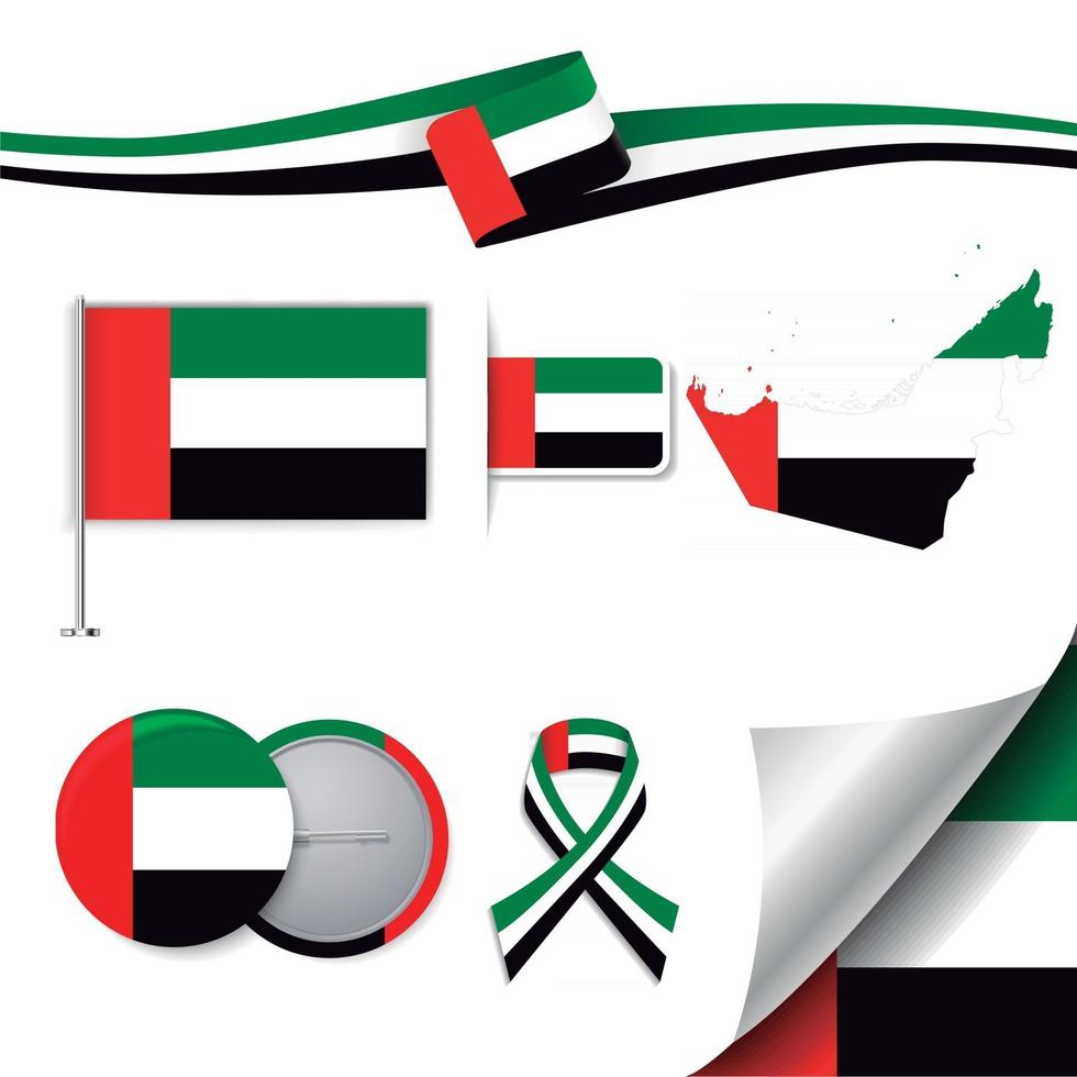 bandera de emiratos árabes unidos con elementos vector