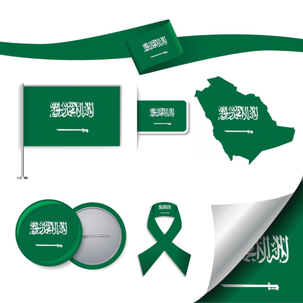 Saudi Arabia flag with elements vector