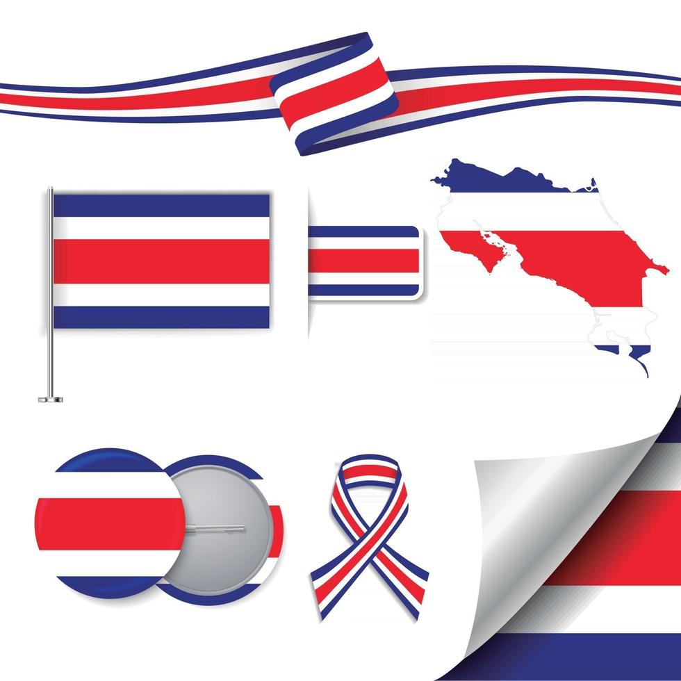 Costa Rica flag with elements vector