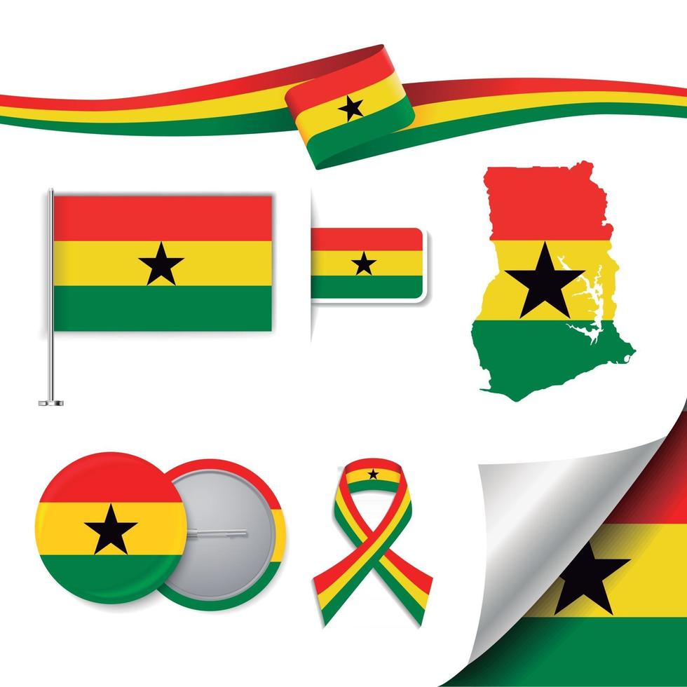 Ghana flag with elements vector