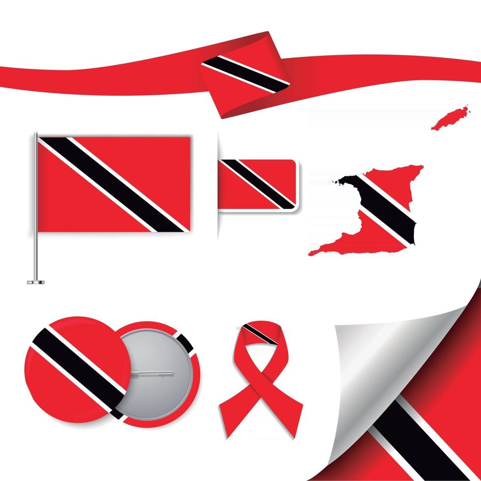 bandera de trinidad y tobago con elementos vector